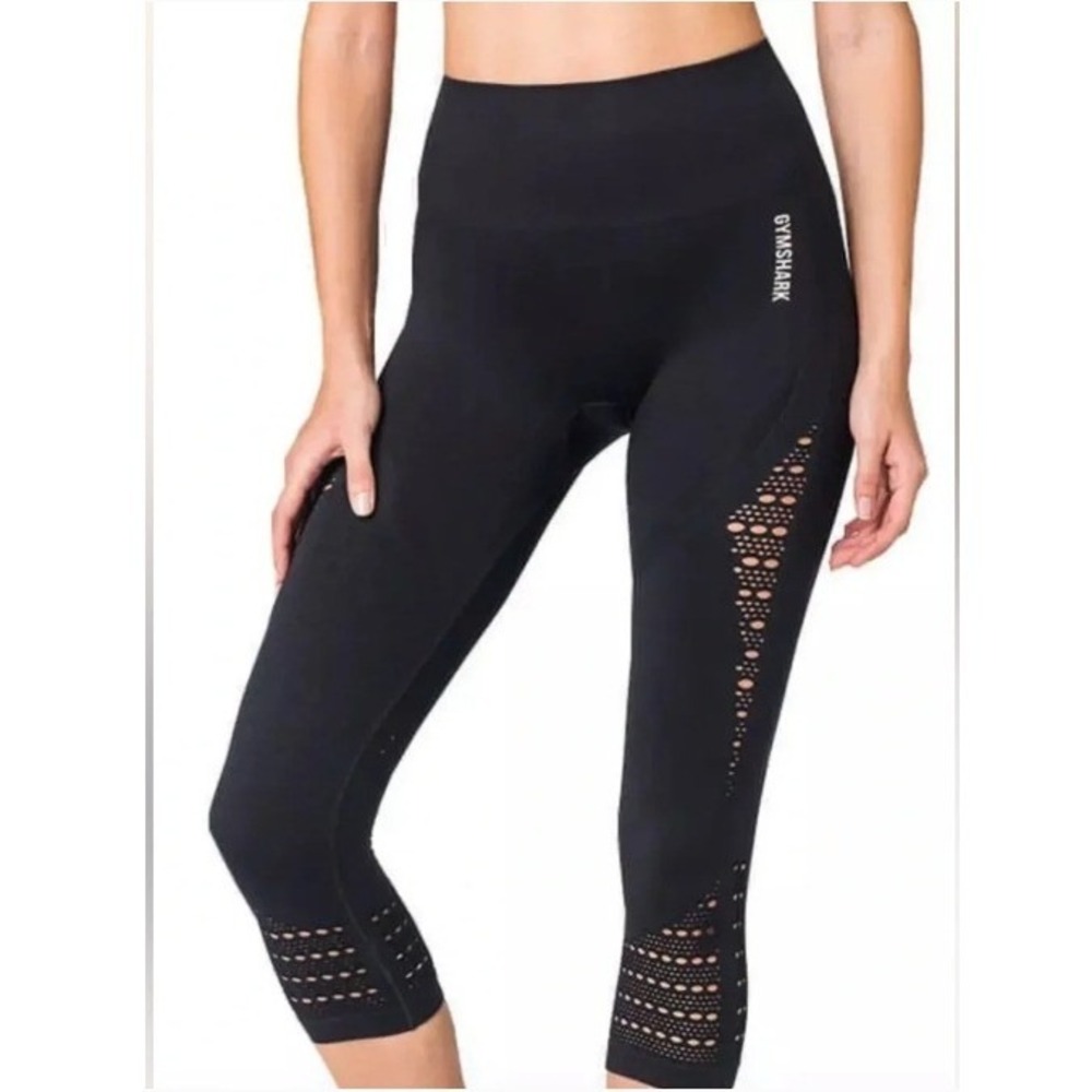 Gymshark Energy Seamless Leggings Women S Black High Waisted Eyelet Yoga Pullon